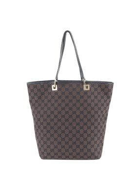 Gucci GG Canvas 002 Leather Tote Shoulder Hand Brown